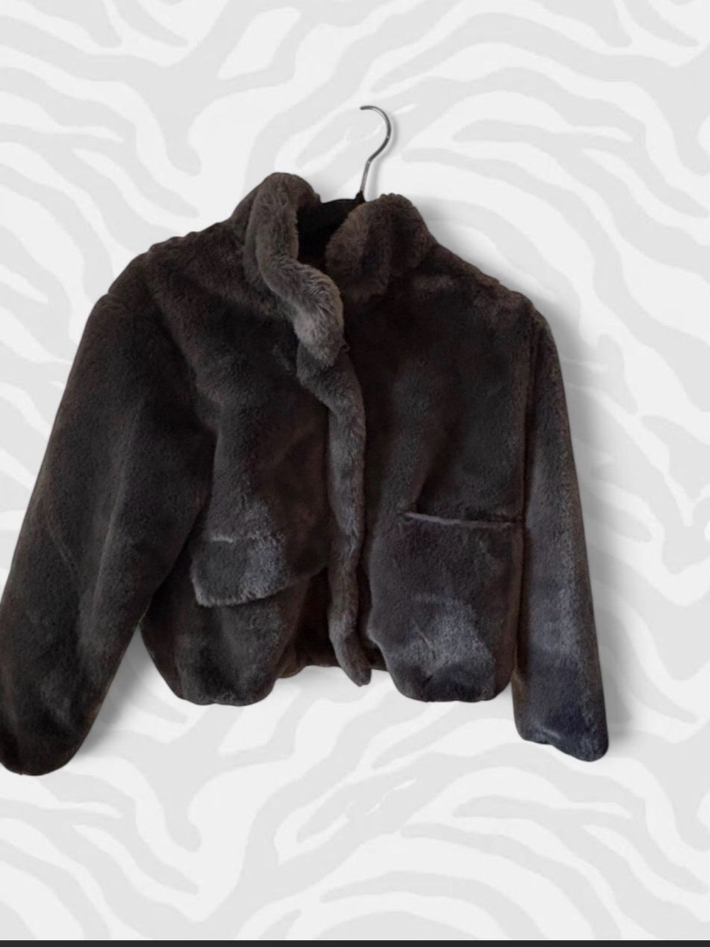 Zara Kids Faux Fur Jacket in Charcoal